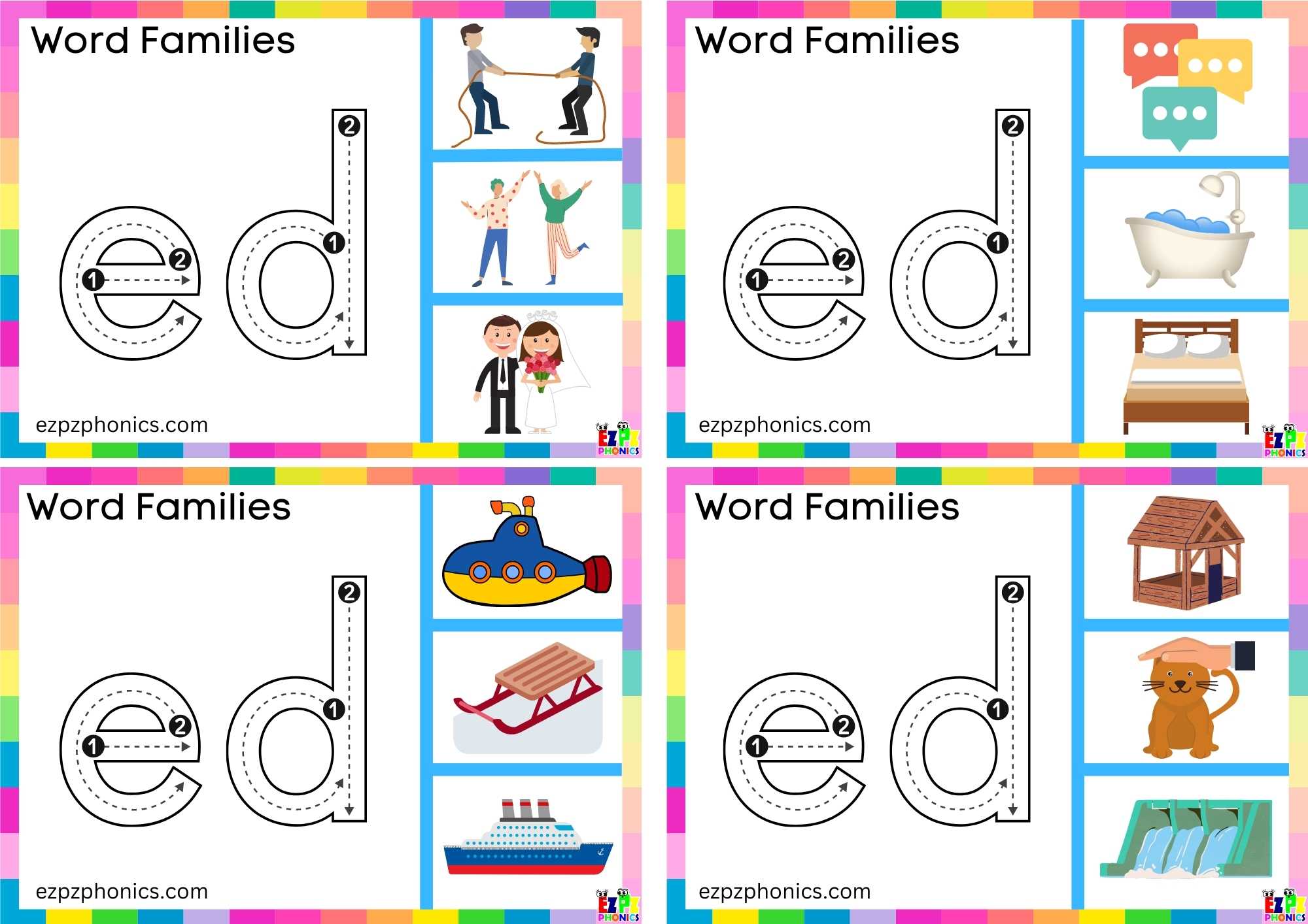 ed Word Family Trace the letters and clip the image clip cards group 1